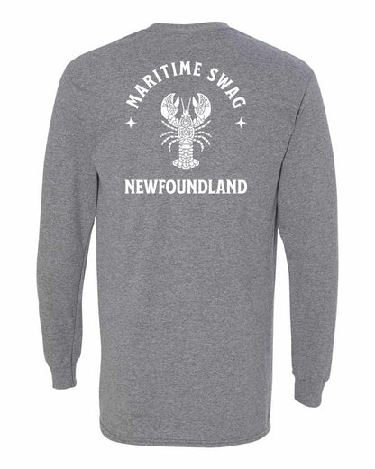 Maritime Swag Newfoundland Mandala white Lobster Left Chest and Back Long Sleeve