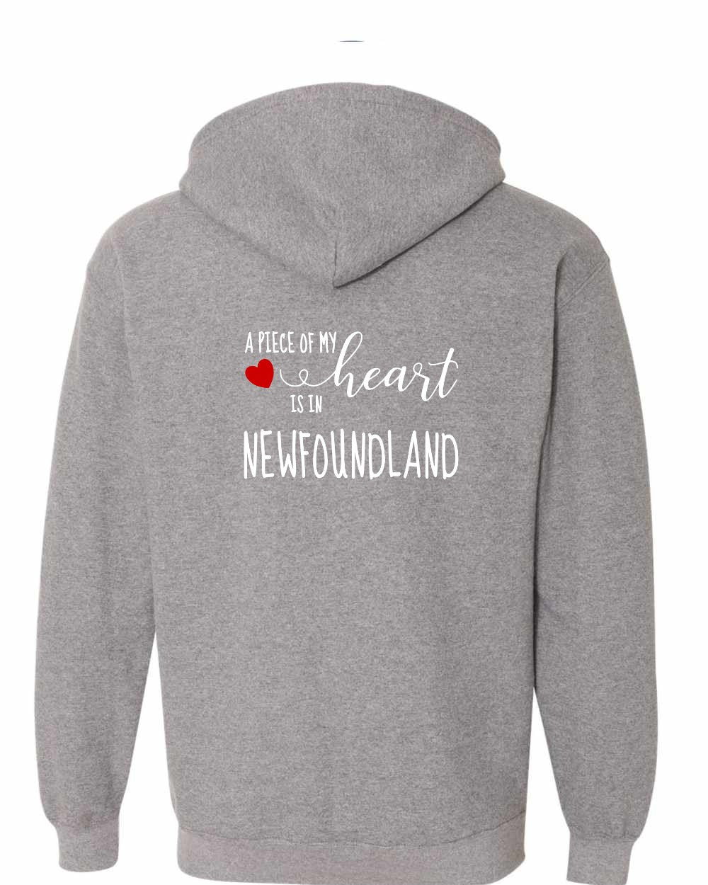 A piece of My heart in NFLD (Red Heart) Left Chest and Back Zip Hoodie - Unisex