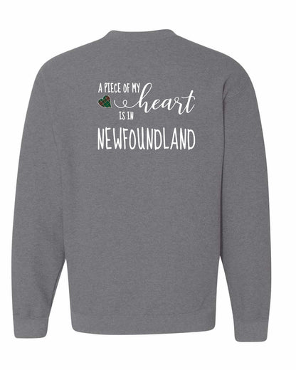 A piece of My heart in Newfoundland (Tartan Heart) Left Chest and Back Crewneck Sweatshirt