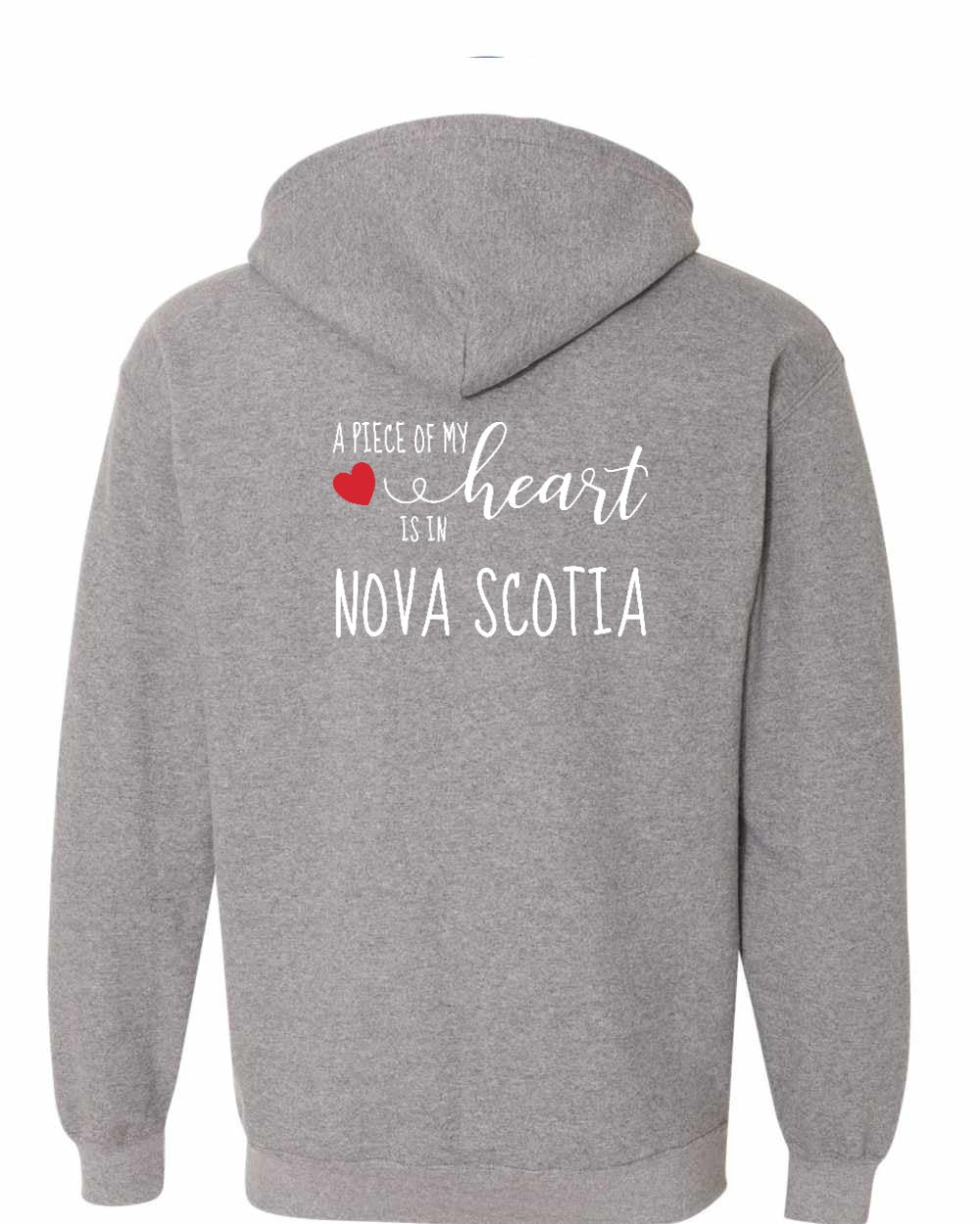 A piece of My heart in NS (Red Heart) Left Chest and Back Zip Hoodie - Unisex