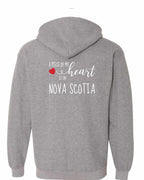 A piece of My heart in NS (Red Heart) Left Chest and Back Zip Hoodie - Unisex