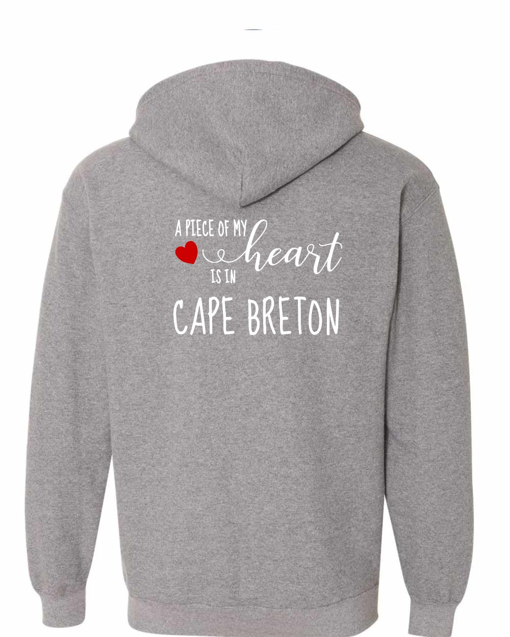 A piece of My heart in Cape Breton (Red Heart) Left Chest and Back Zip Hoodie