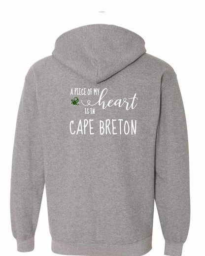 A piece of My heart in Cape Breton (Tartan Heart) Left Chest and Back Zip Hoodie