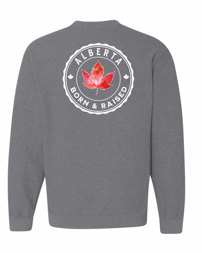 Born And Raised Alberta Left Chest and Back Crewneck