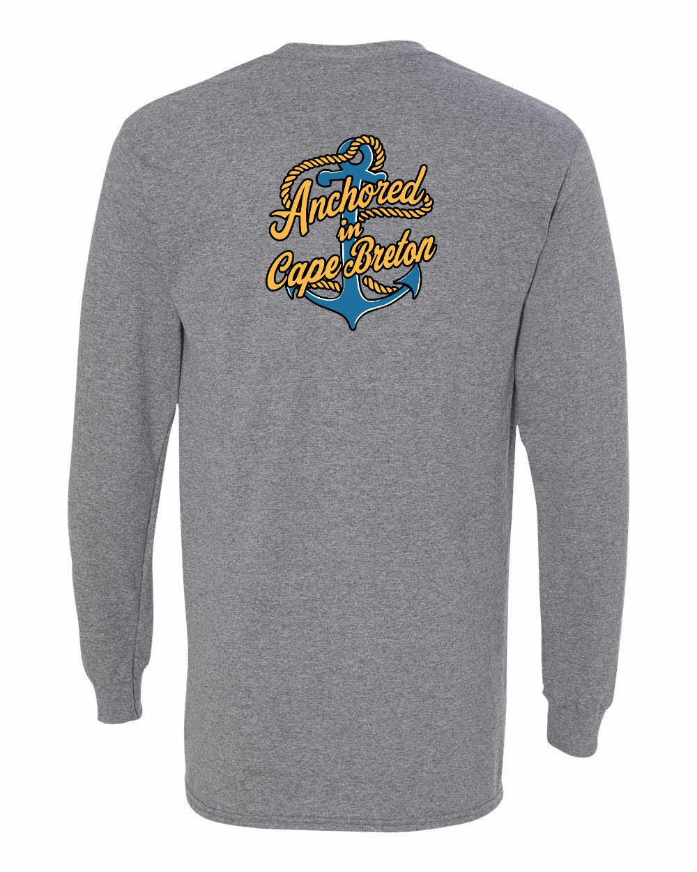 Anchored in Cape Breton (New Design) Left Chest and Back Long Sleeve Tee