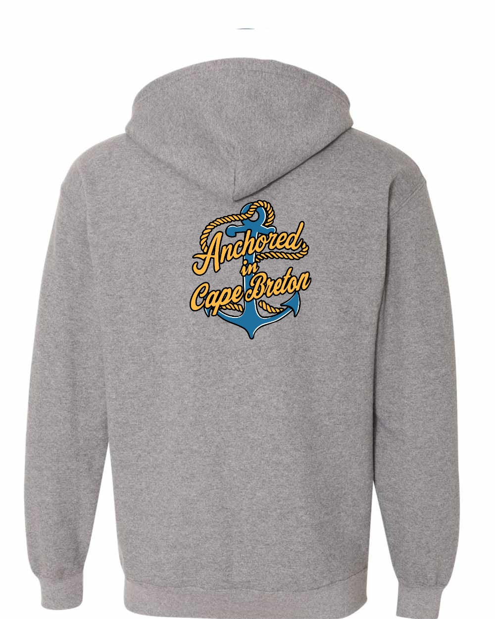 Anchored in Cape Breton (New Design) Left Chest and Back Zip Hoodie