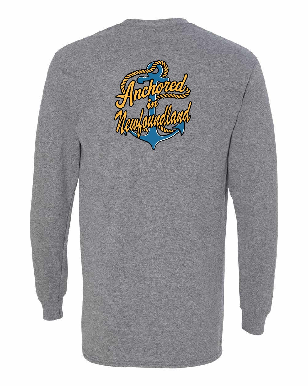 Anchored in NFLD (New Design) Left Chest and Back Long Sleeve - Unisex