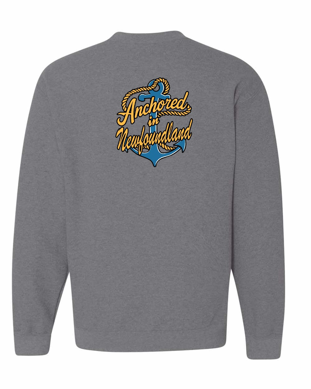 Anchored in Newfoundland (New Design) Left Chest and Back Crewneck Sweatshirt