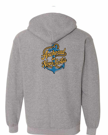 Anchored in Nova Scotia (New Design) Left Chest and Back zip-hoodie