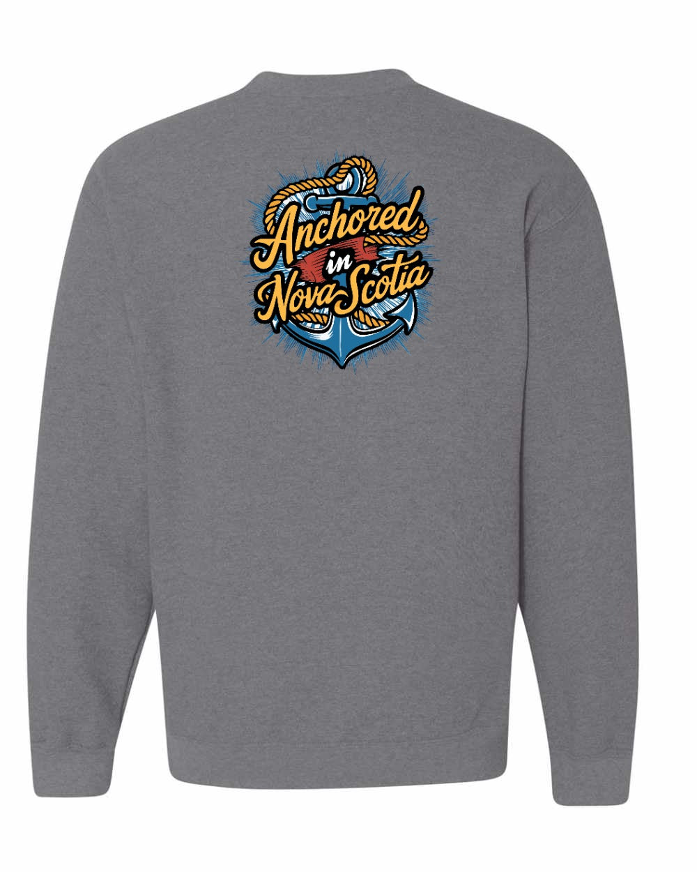 Anchored In Nova Scotia (Old Design) Left Chest and Back crew-neck