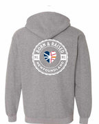 Born and Raised NFLD Heart Flag Left Chest & Back Zip Hoodie - Unisex