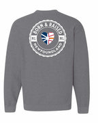Born and Raised NFLD Heart Flag Left Chest & Back Crewneck Sweatshirt - Unisex