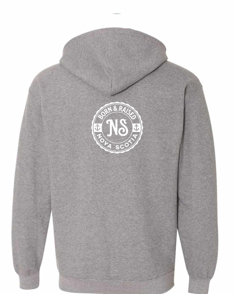 Born & Raised Nova Scotia Left Chest and Back zip-hoodie