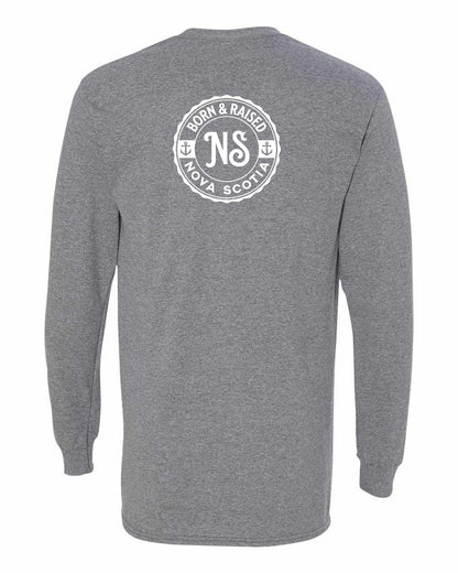 Born & Raised Nova Scotia Left Chest and Back Long Sleeve Tee