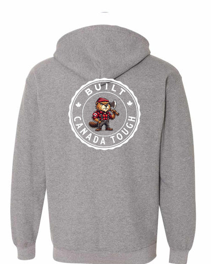 Built Canada Tough Male Beaver Left Chest and Back Zip Hoodie - Gildan Canada (sewn Internationally)