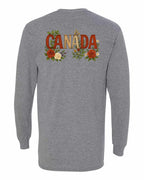 Canada Flowers Left Chest and Back Long Sleeve - Gildan Canada (sewn Internationally) - Unisex