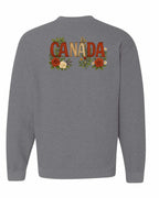 Canada Flowers Left Chest and Back Crewneck Sweatshirt - Gildan Canada (sewn Internationally) - Unisex