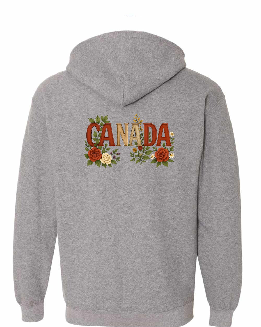 Canada Flowers Left Chest and Back Zip Hoodie - Gildan Canada (sewn Internationally) - Unisex