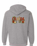 Canada Flowers Left Chest and Back Zip Hoodie - Gildan Canada (sewn Internationally) - Unisex