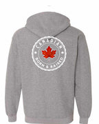 Canadian Born & Raised Left Chest and Back Zip Hoodie - Gildan Canada (sewn Internationally) - Unisex