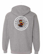 Canadiano just Coffee EH! Rosie Sunglasses Left Chest and Back Zip Hoodie - Gildan Canada (sewn Internationally) - Unisex