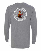 Canadiano just Coffee EH! Male Beaver Left Chest and Back Long Sleeve - Gildan Canada (sewn Internationally) - Unisex