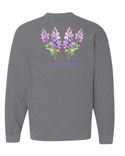 Cape Breton Lupin Left Chest and Back Crewneck Sweatshirt