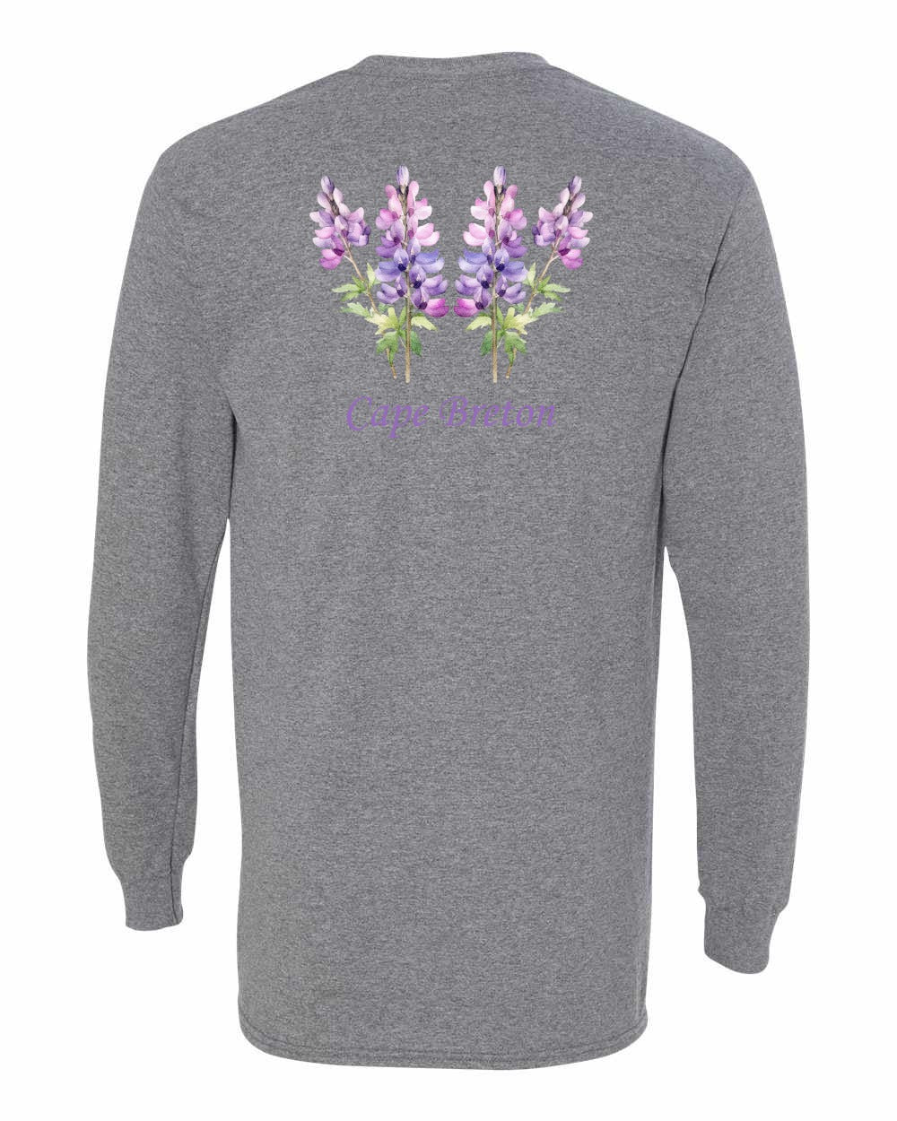 Cape Breton Lupin Left Chest and Back Long Sleeve Tee
