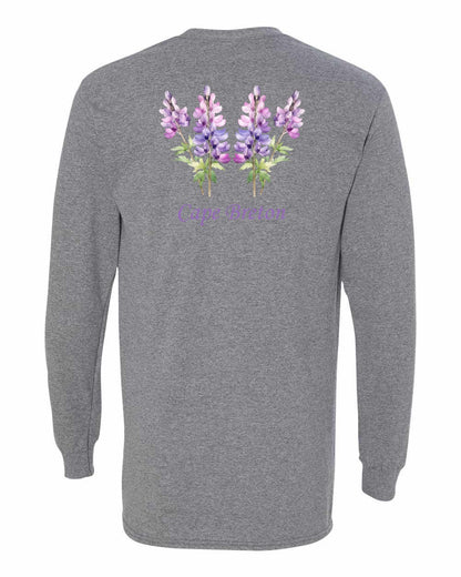 Cape Breton Lupin Left Chest and Back Long Sleeve Tee