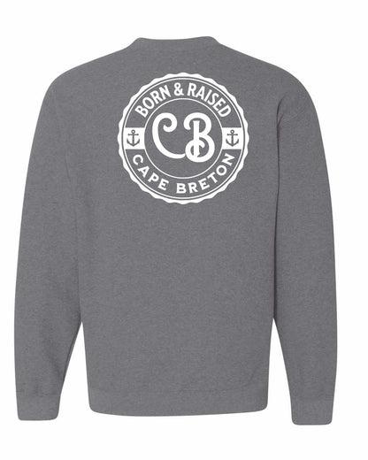 Born & Raised Cape Breton Left Chest and Back Crewneck Sweatshirt