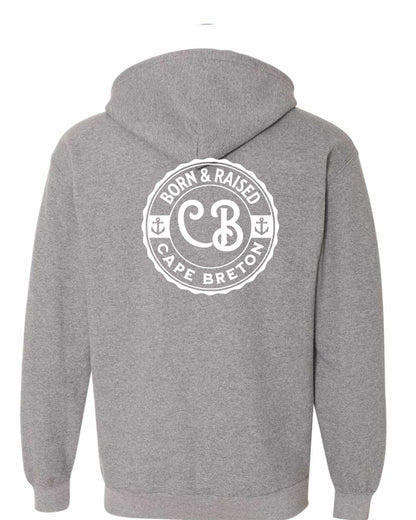 Born & Raised Cape Breton Left Chest and Back Zip Hoodie