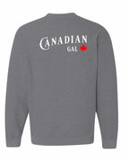 Canadian Gal Left Chest and Back Crewneck Sweatshirt - Gildan Canada (sewn Internationally) - Unisex
