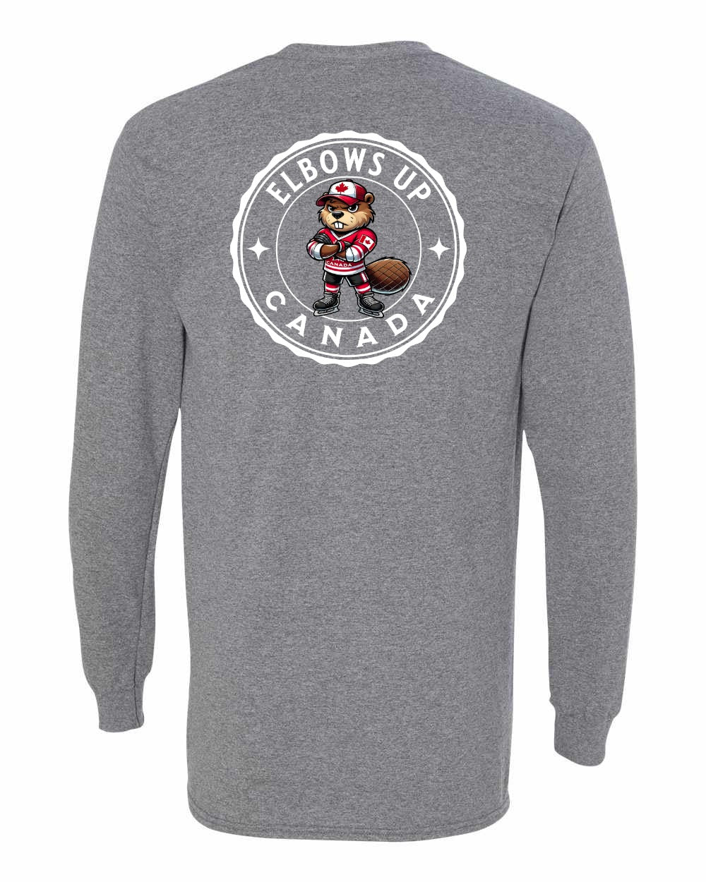 Elbows up Beaver Left Chest and Back Long Sleeve - Gildan Canada (sewn Internationally) - Unisex
