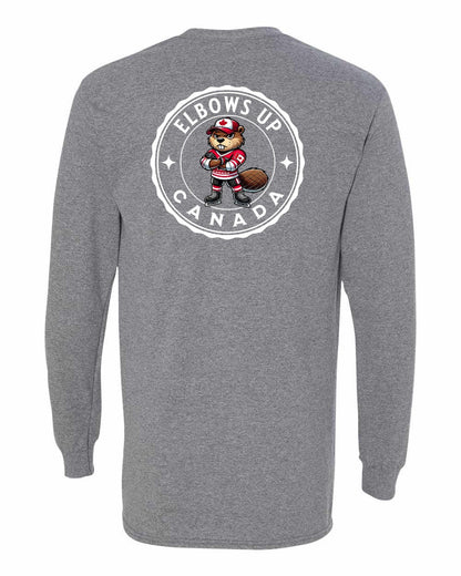 Elbows up Beaver Left Chest and Back Long Sleeve