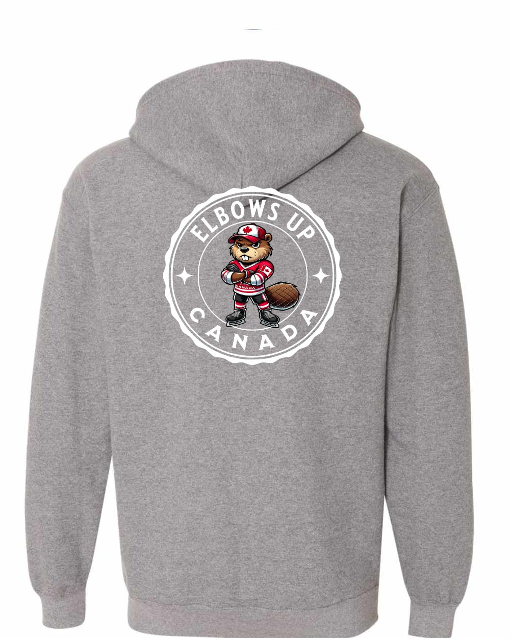 Elbows up Beaver Left Chest and Back Zip Hoodie - Gildan Canada (sewn Internationally)