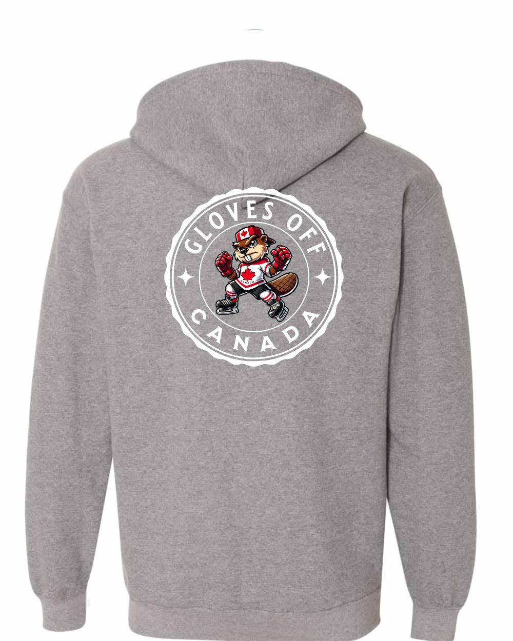 Gloves Off Beaver Left Chest and Back Zip Hoodie - Gildan Canada (sewn Internationally)