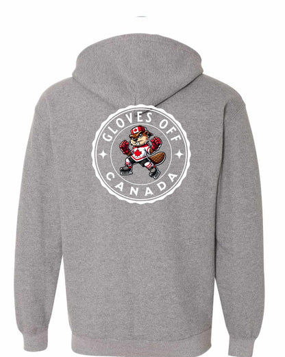 Gloves Off Beaver Left Chest and Back Zip Hoodie - Gildan Canada (sewn Internationally)