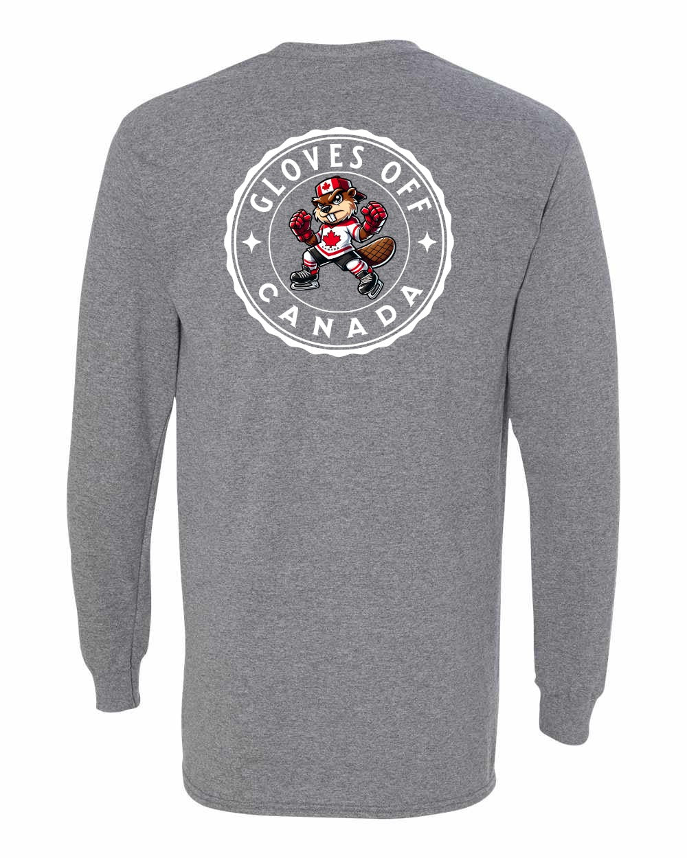 Gloves Off Beaver Left Chest and Back Long Sleeve - Gildan Canada (sewn Internationally) - Unisex