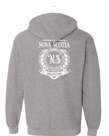 It's  A Nova Scotia Thing Left Chest and Back zip-hoodie