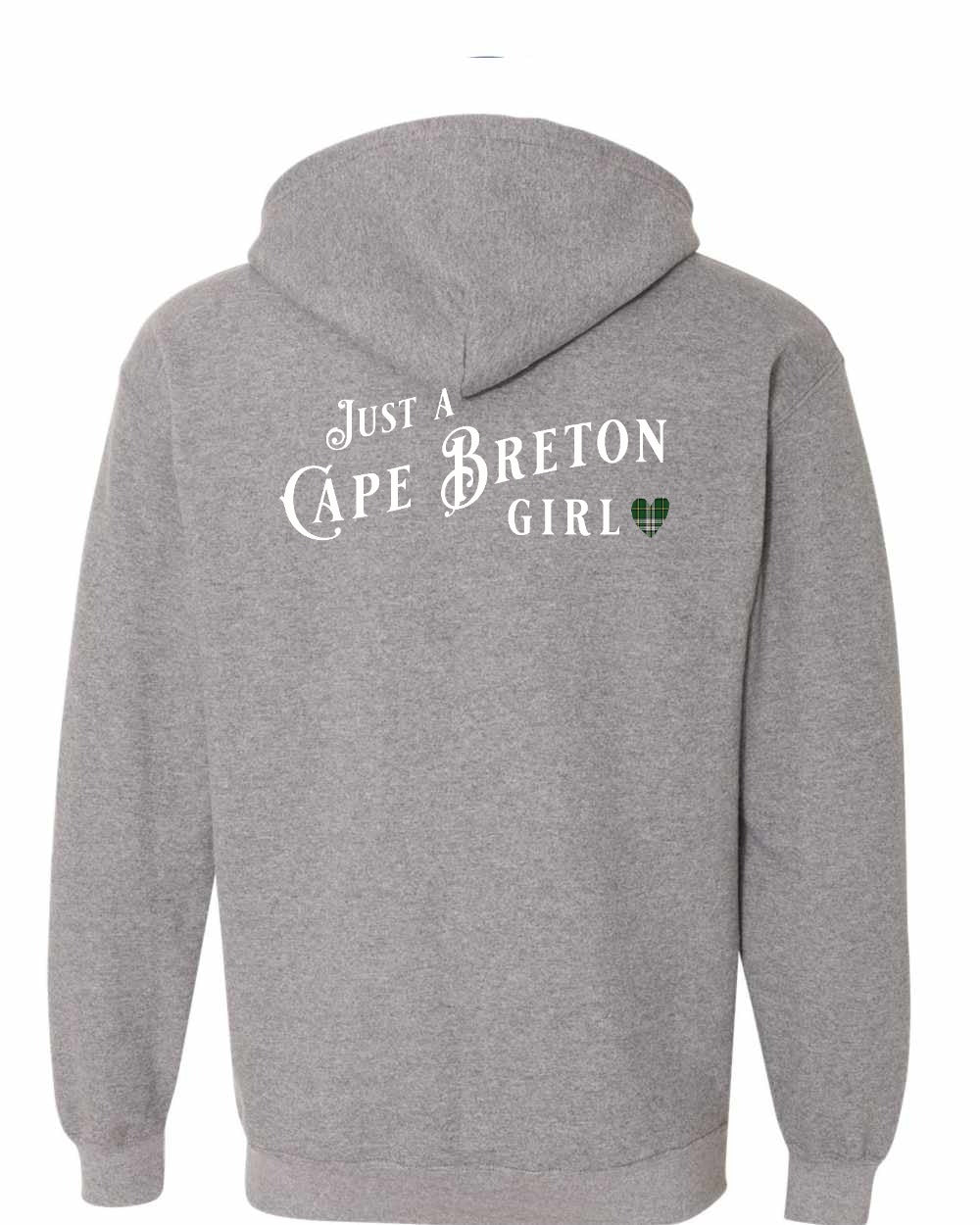 Just a Cape Breton Girl Tartan Left Chest and Back Zip Hoodie
