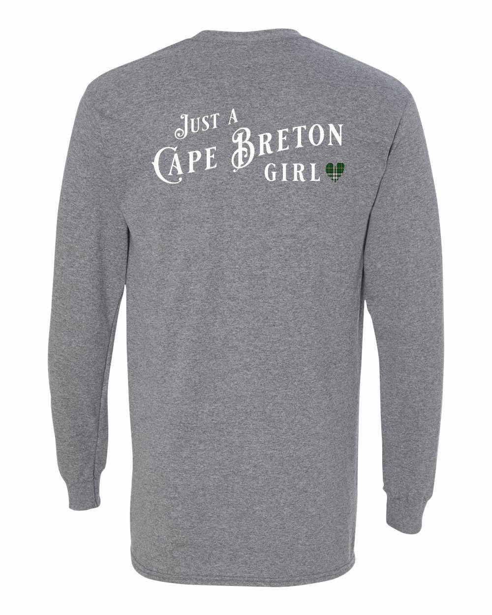 Just a Cape Breton Girl Tartan Left Chest and Back Long Sleeve Tee