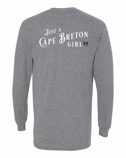 Just a Cape Breton Girl Tartan Left Chest and Back Long Sleeve Tee