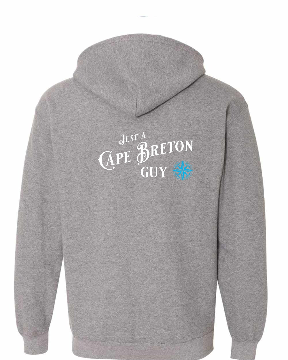 Just a Cape Breton Guy blue Left Chest and Back Zip Hoodie