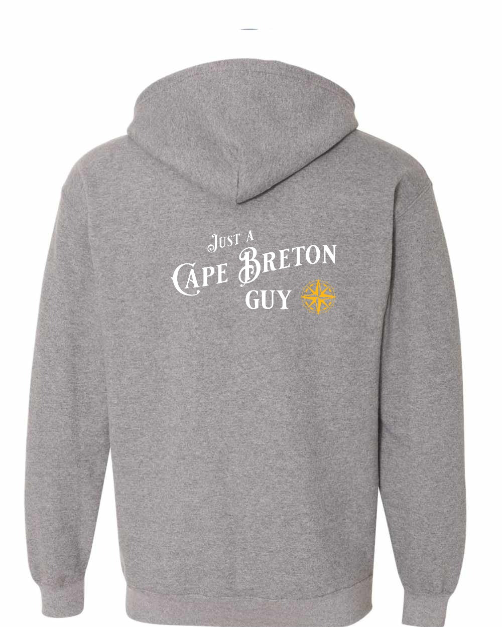 Just a Cape Breton Guy yellow Left Chest and Back Zip Hoodie