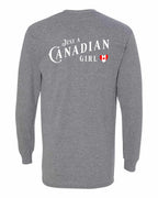 Just A Canadian Girl (Heart Flag) Left Chest and Back Long Sleeve - Gildan Canada (sewn Internationally) - Unisex