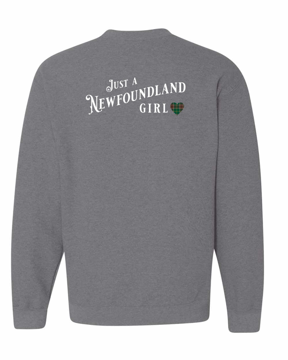 Just a Newfoundland Girl Tartan Left Chest and Back Crewneck Sweatshirt