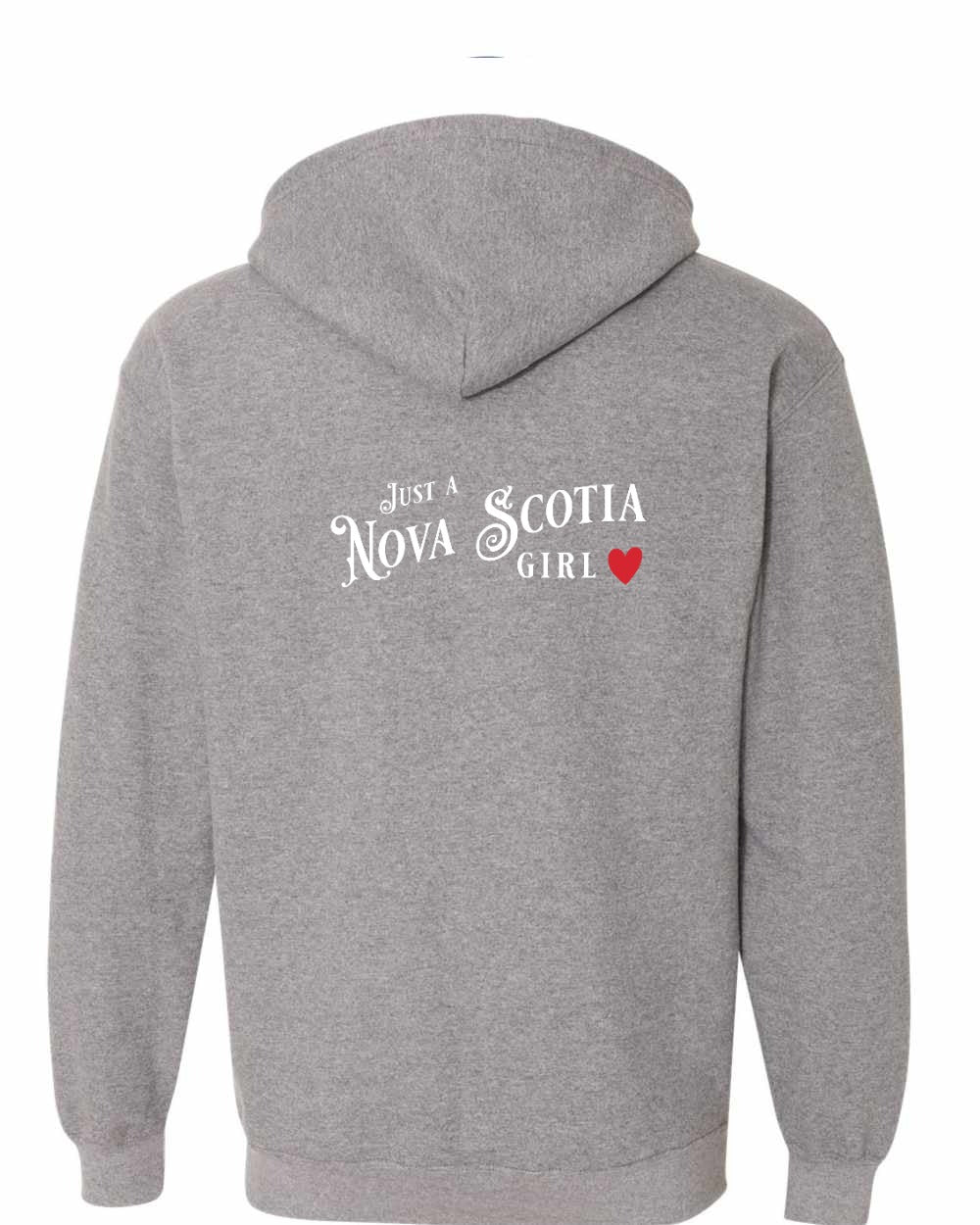 Just a NS Girl Red Heart Left Chest and Back Zip Hoodie - Unisex