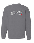 Just a NS Girl Red Heart Left Chest and Back Crewneck Sweatshirt - Unisex