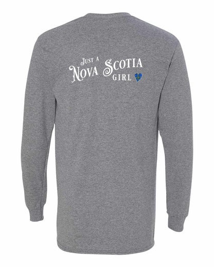 Just a Nova Scotia Girl Tartan Left Chest and Back Long Sleeve Tee