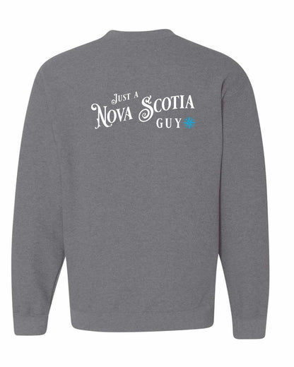 Just a Nova Scotia Guy blue Left Chest and Back crew-neck